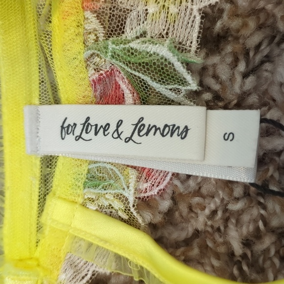 For Love And Lemons Mirabelle yellow floral cherry garter belt - Picture 8 of 10
